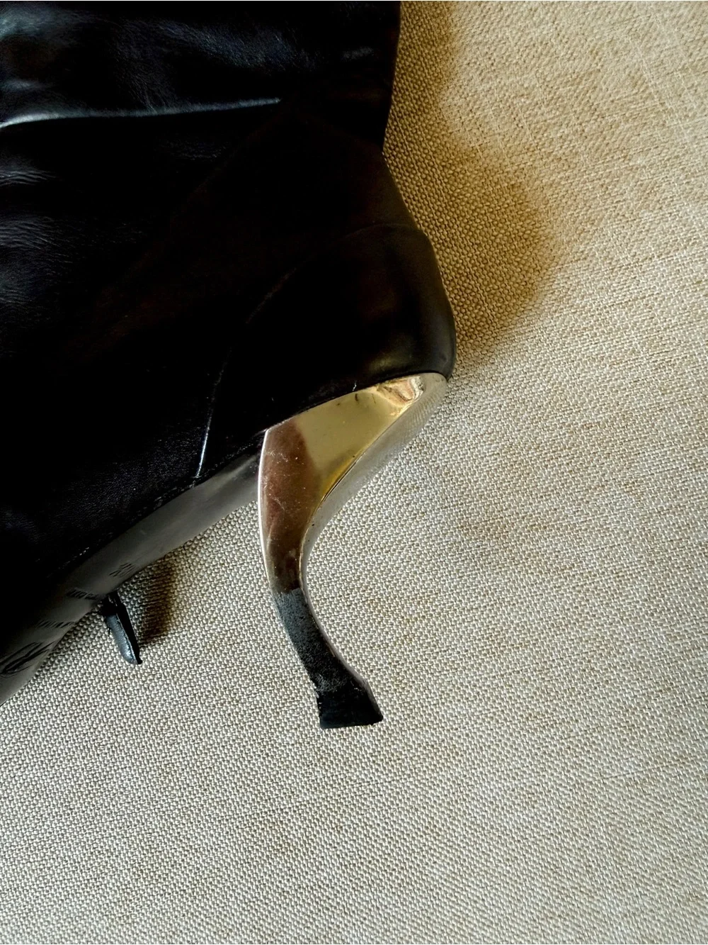 RV Roger Vivier Women’s Black Leather Knee High Stiletto Zip Boots EU 38.5